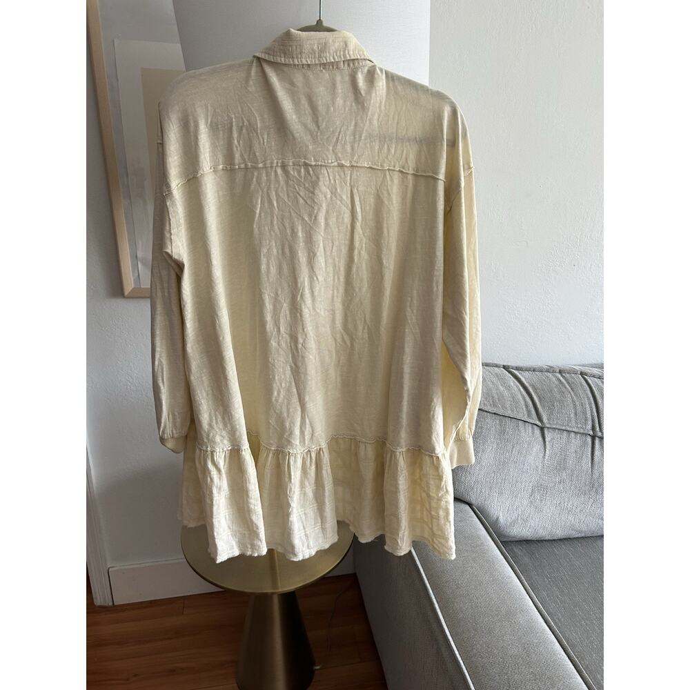 Anthropologie Tunic Shirt Beige Lagenlook Size L Oversized Boho - Picture 5 of 12